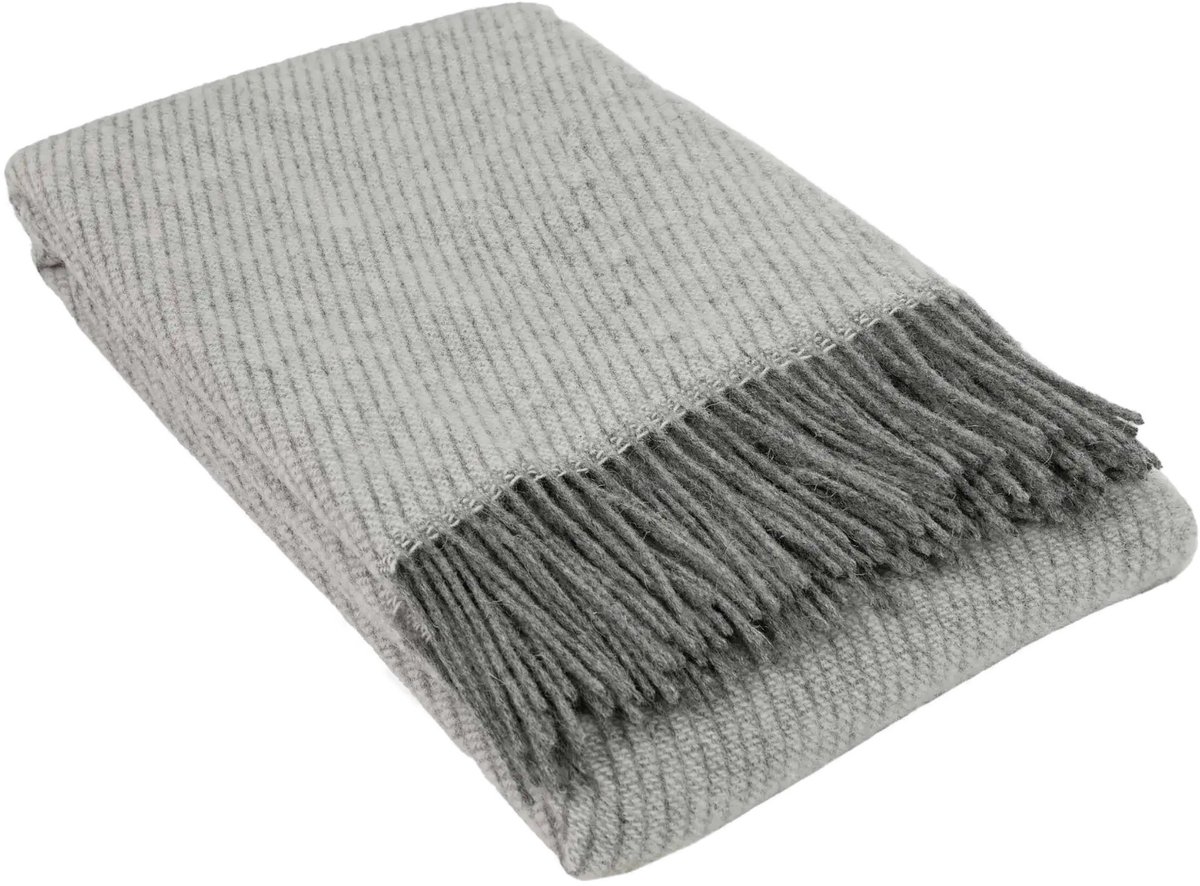Wollen Plaid - VISTA (Grijs-Wit) - 140x200cm - Schapenvacht.SHOP®