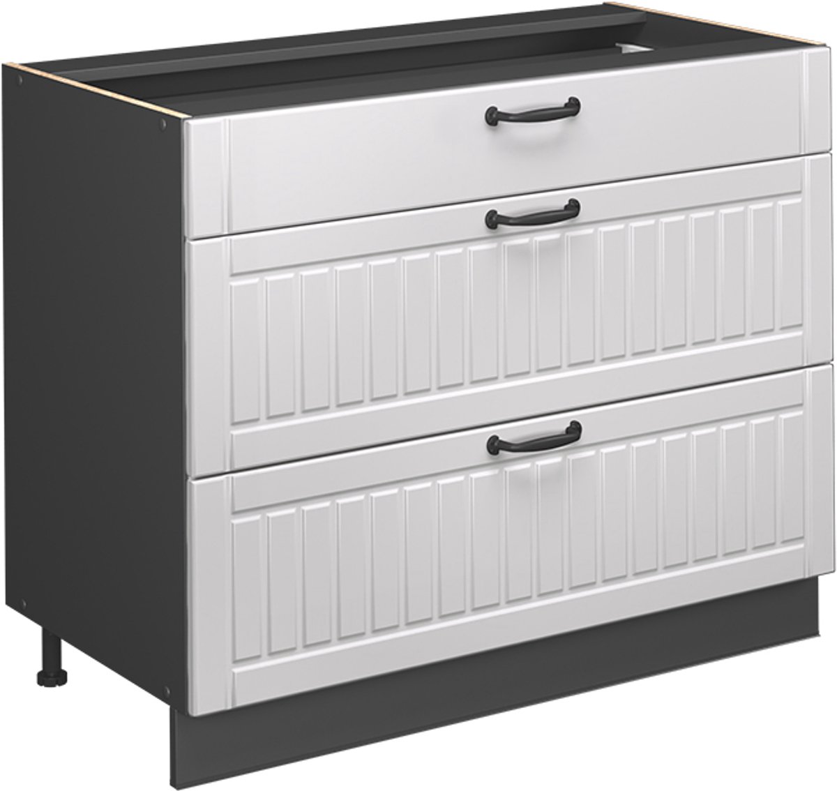 Vicco Keukenonderkast Fame-Line, Wit Landhuis/Antraciet, 100 cm zonder werkblad