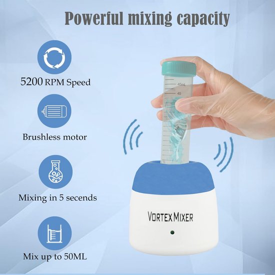 Mini Vortex Mixer - Kleurschudder Laboratorium - Vloeistoffen Mengen - Touch Functie - 8.0 cm x 7.6 cm - Blauw van MINI — afbeelding 5