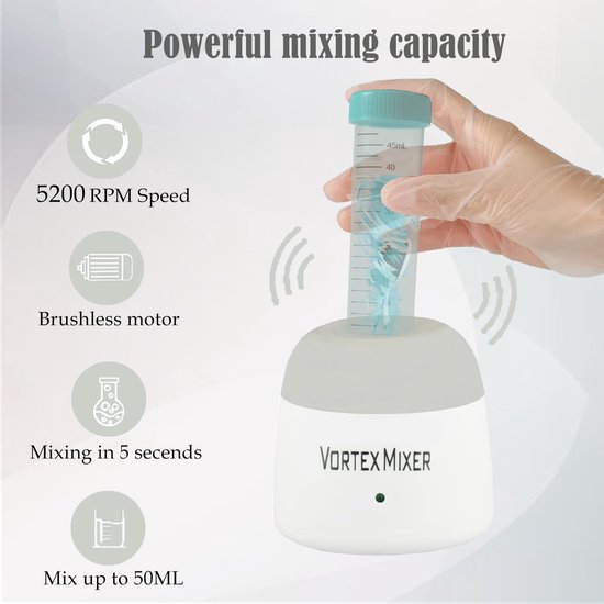 Mini Vortex Mixer - Kleurschudder Labschudder - Vloeistoffen Mengen - Touch Functie - 8.0cm x 7.6cm - Grijs van MINI — afbeelding 2