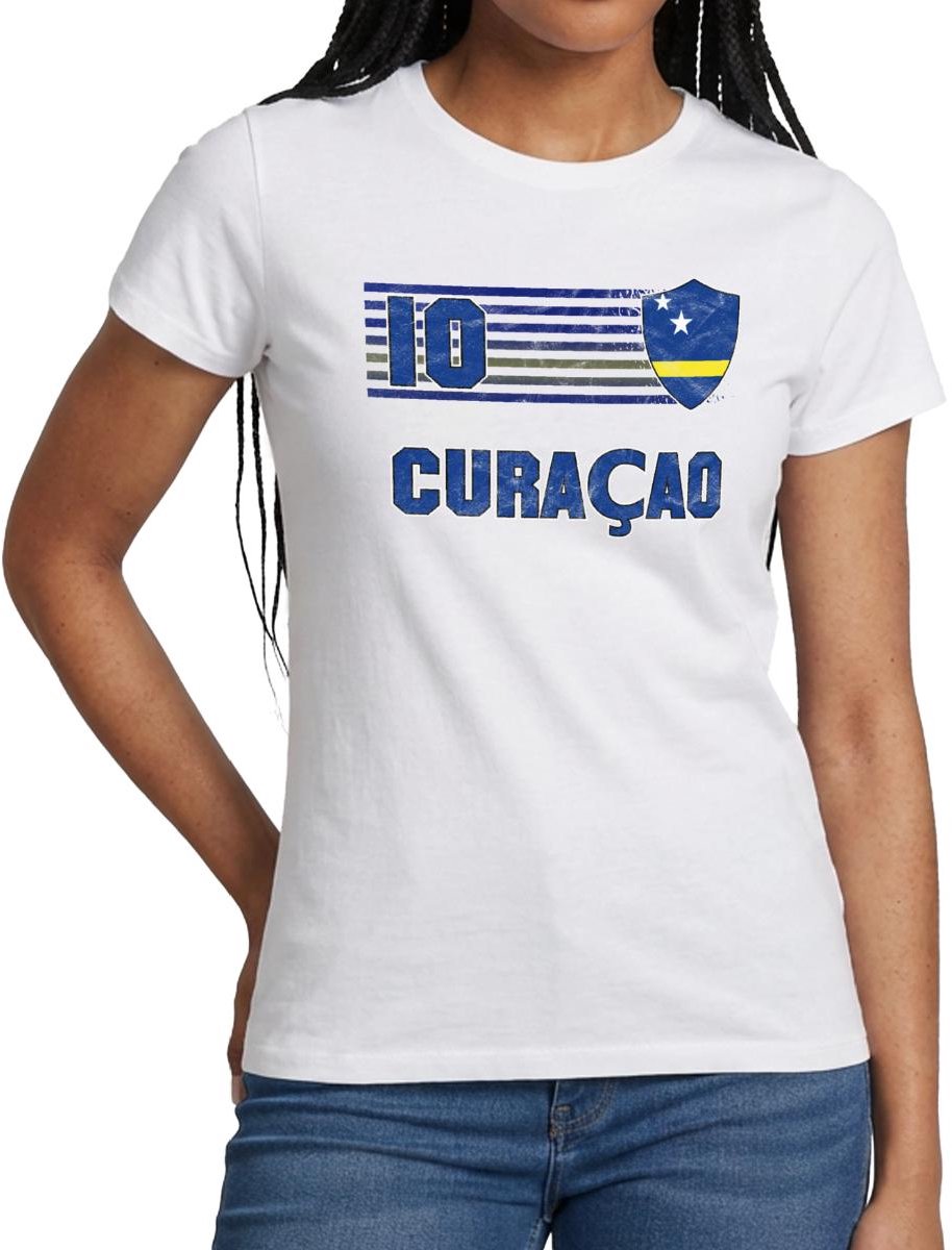 Curaçao Voetbal Speler Nummer 10 T-Shirt Dames