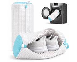 BOTC Schoenen Waszak Set - 2 Stuks - Herbruikbare Waszak voor Schoenen – 360° Diepe Reiniging met Microvezel - Beschermende Schoenen Waszak voor Wasmachine en Droger - Wit en blauw