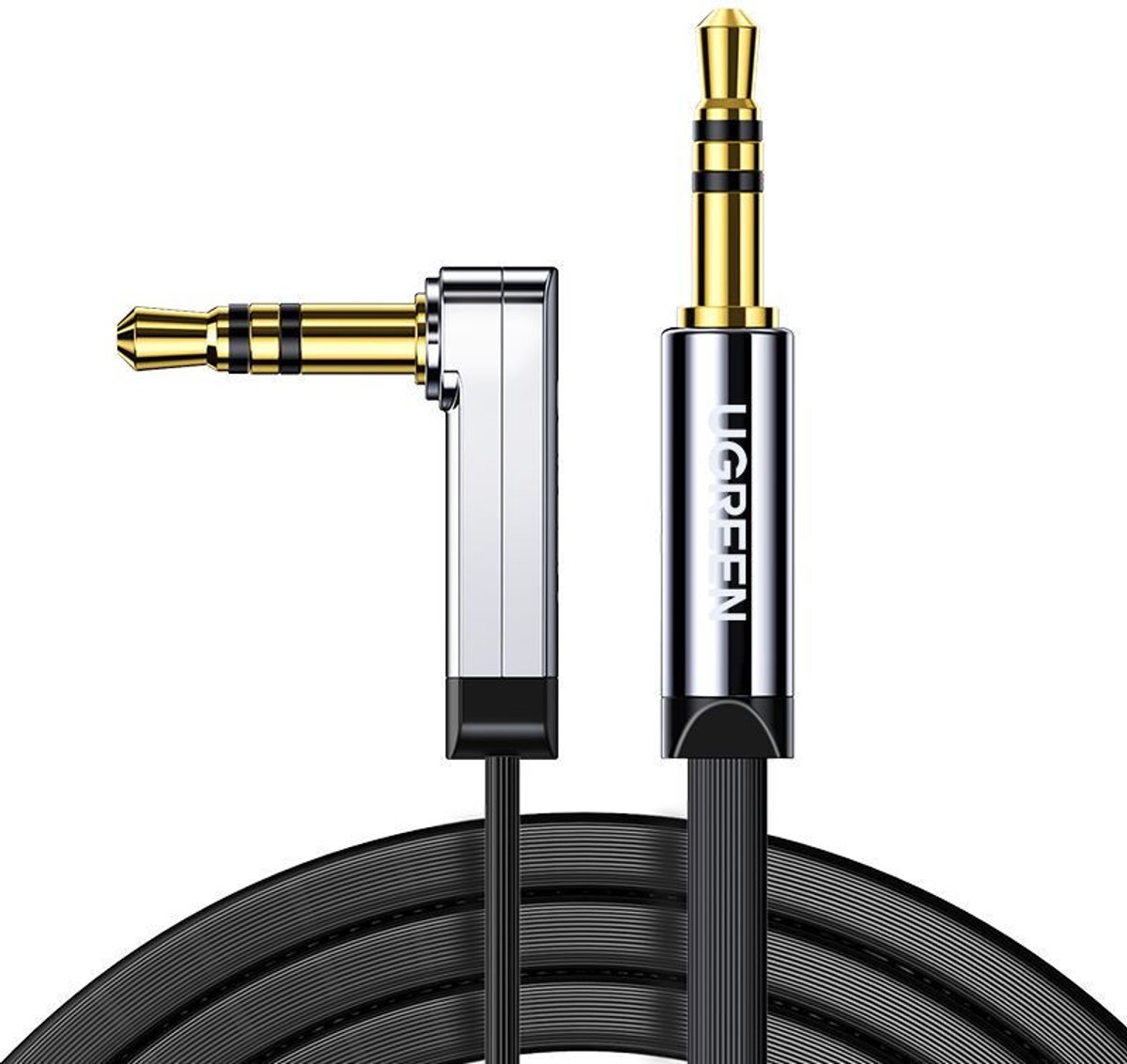 Ugreen - platte - kabel AUX audiokabel 3,5 mm mini-jack 3m zilver - (10728)