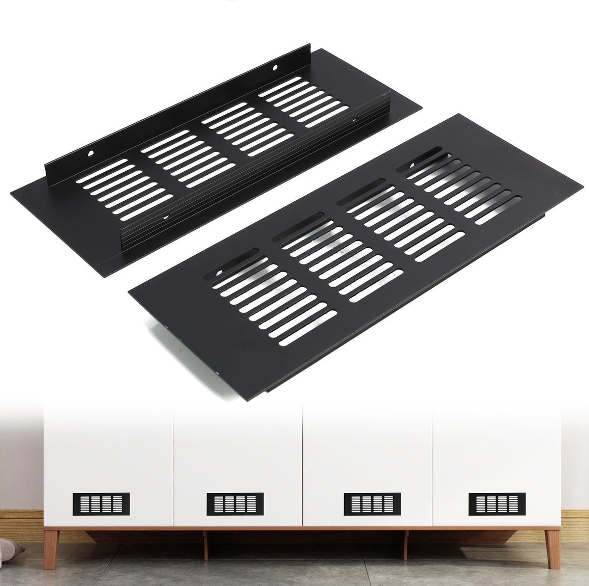Dailygoods- Ventilatierooster Zwart - 2 Stuks - Aluminiumlegering - 20 x 8 cm - Eenvoudige Installatie - Duurzaam - Luchtrooster