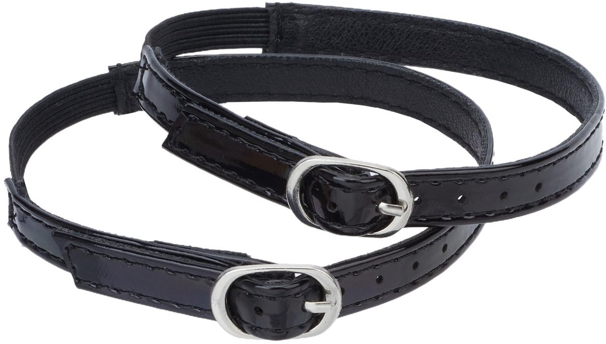 Dailygoods- Hoge Hakken Afneembaar - 33 cm Veters - Zwarte Elastische Schoenriem - Flexibel PU Leer - Niet-Losvallend - Stabiliteit en Comfort