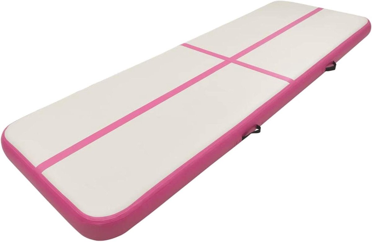 Opblaasbare Gymnastiekmat - Turnmat Trainingsmat - Thuis Sporten - Inclusief Pomp - 500 x 100 x 20 cm - Roze