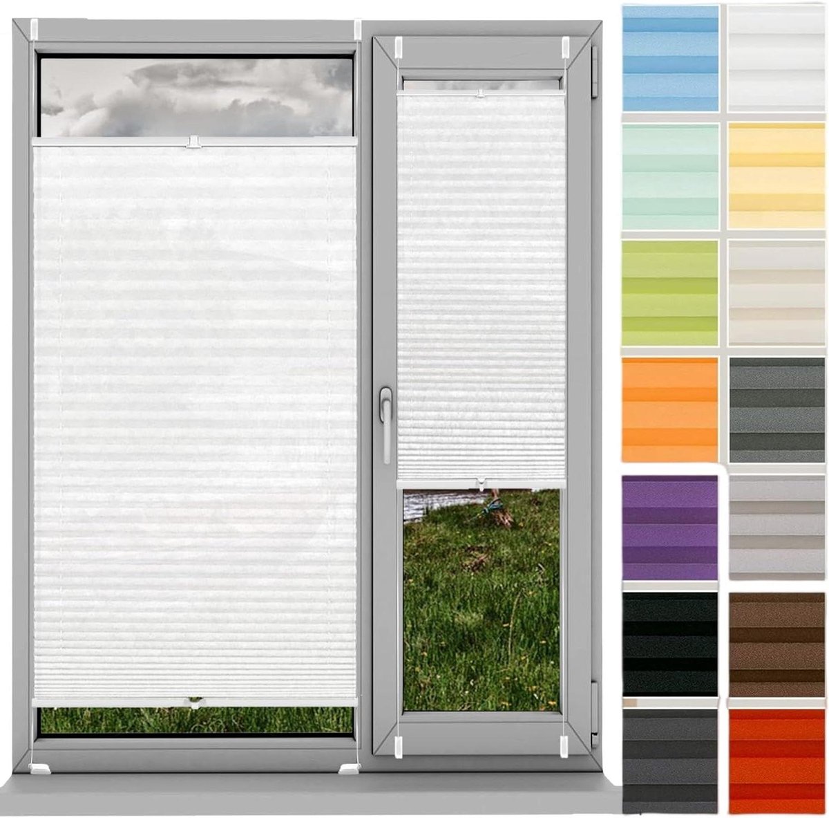 Plissé Rolgordijn - Zonwering Gordijn - Privacy Creëren - Zonder Boren - 28 x 115 cm - Wit