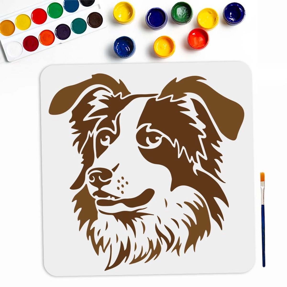Dailygoods- Stencil Herdershond 30 × 30 cm - Herbruikbaar Stencil - Schilderen met Penseel - Decor voor Hout/Canvas/Stof - Dierpatroon - Origineel Ontwerp - Schilderstencil