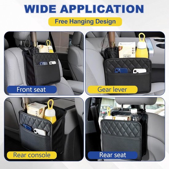 Auto achterbankorganizer - Auto organizer - Hangende autostoelorganizer - Geschikt voor kinderen en volwassenen - 25,5*25*9 cm - Zwart van Merkloos — afbeelding 3