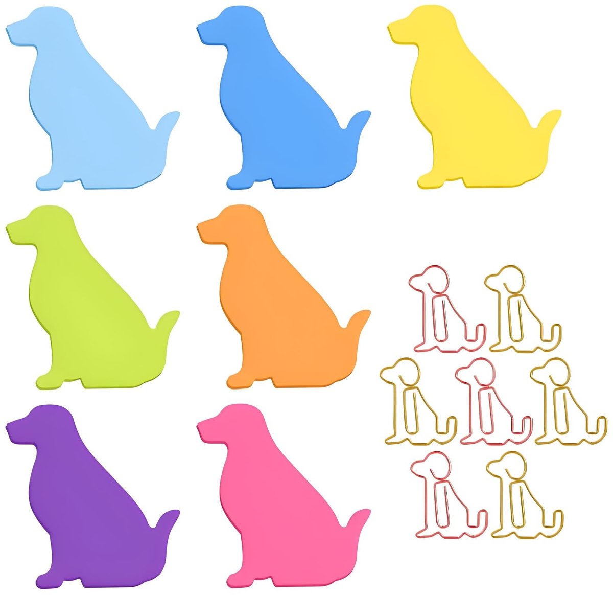 Dailygoods- Zelfklevende Notitieblaadjes 210 Vellen - 7 Stuks Cartoon Honden - Paperclips - Multifunctioneel - 6 x 8 cm - Kantooraccessoires - Plaknotities