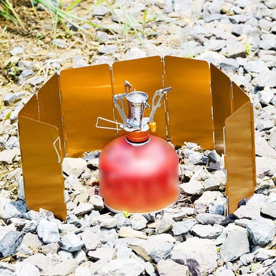 Kampeer Kookplaat Windscherm - Opvouwbaar Windscherm - Buiten Koken - 8-Delig Ontwerp - 25cm Hoog - Rood — afbeelding 2