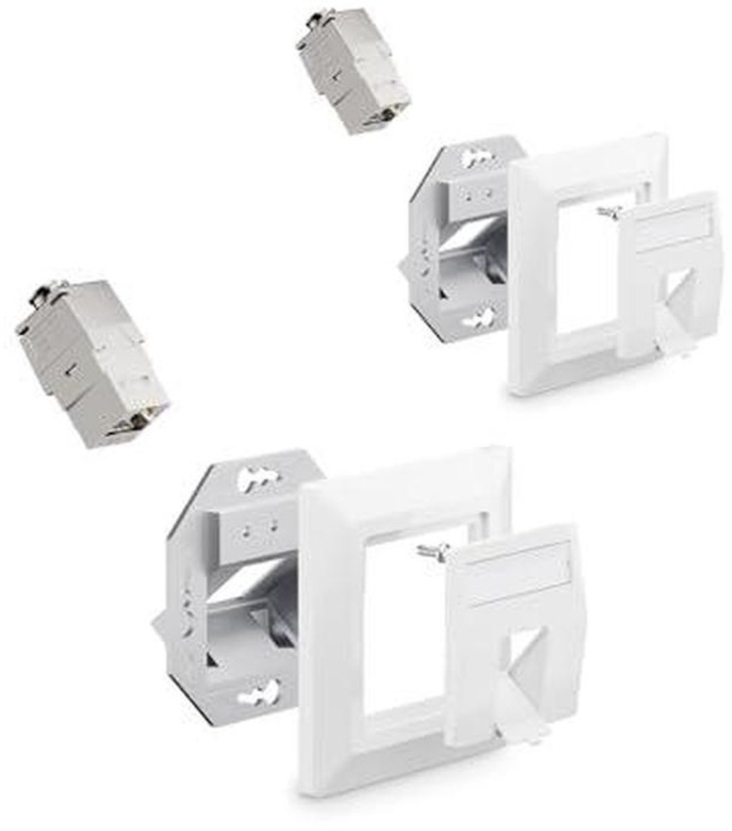 Netwerkdoos Cat8 - RJ45 Contactdoos - Snelle Dataoverdracht - 2000 MHz Frequentie - 2 Stuks - Wit