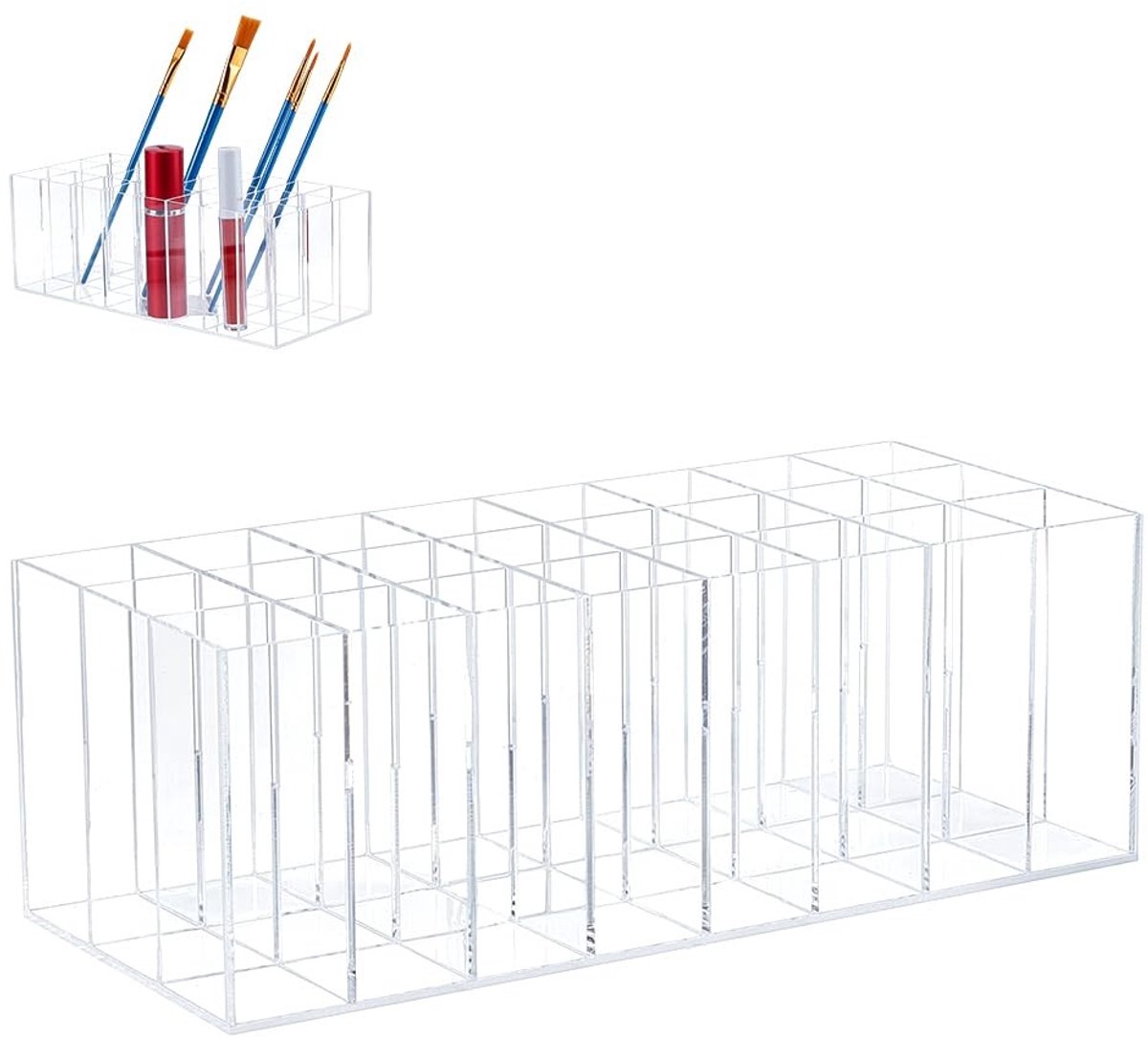 Dailygoods- Lippenstift Organizer 24 Slots - Acryl Houder - Cosmetische Display Case - Opbergstandaard - Transparant - 21.3x9x7.5cm