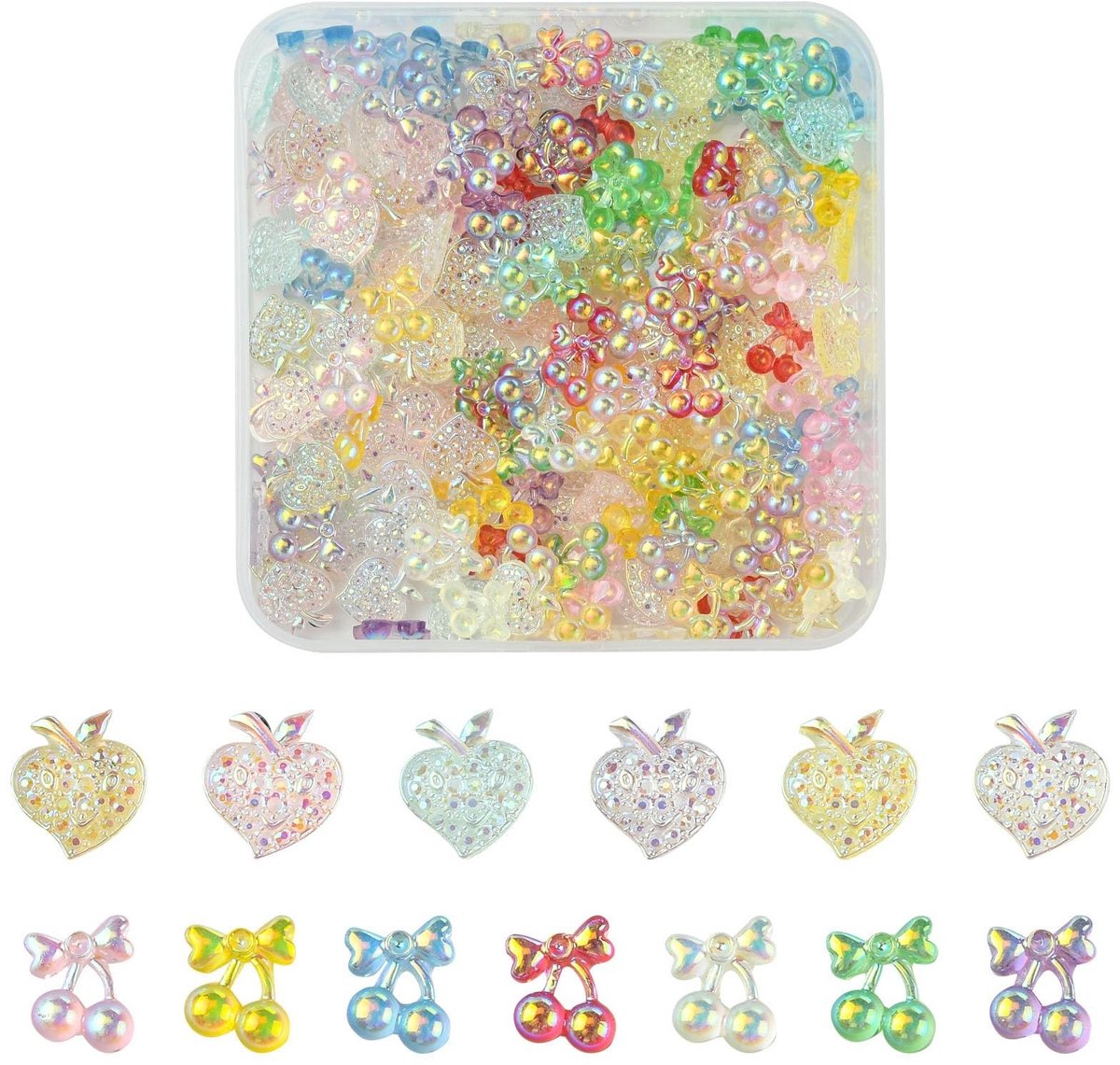Dailygoods- Cabochons 200 Stuks - Hars Fruitbedels - Nail Art Charms - DIY Sieraden - Schattige Ontwerpen - Lichtgewicht en Duurzaam - Bedels