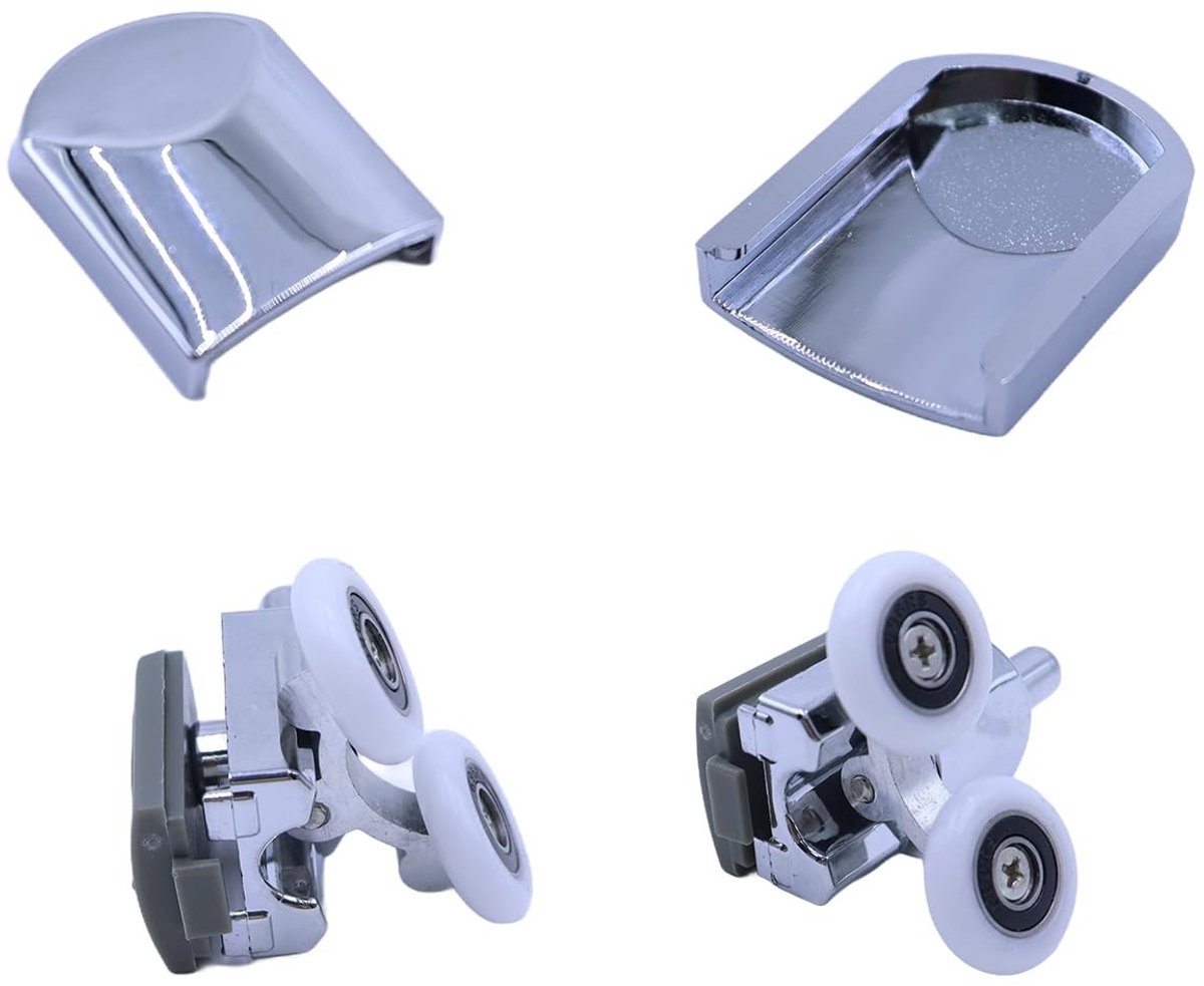 Dailygoods- Douchedeurrollen 23 mm - 8 Stuks - Aluminiumlegering - Voor Gebogen Badkamerdeuren - Geruisloze Werking - Inclusief Roestvrijstalen Schroeven - Douchedeurwielen