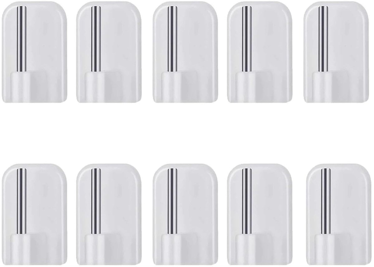 Dailygoods- Kleefhaken 10 Stuks - Zelfklevend - Kunststof - Voor Gordijnen/Handdoeken - Eenvoudige Montage - Sterke Hechting - Plakhaken