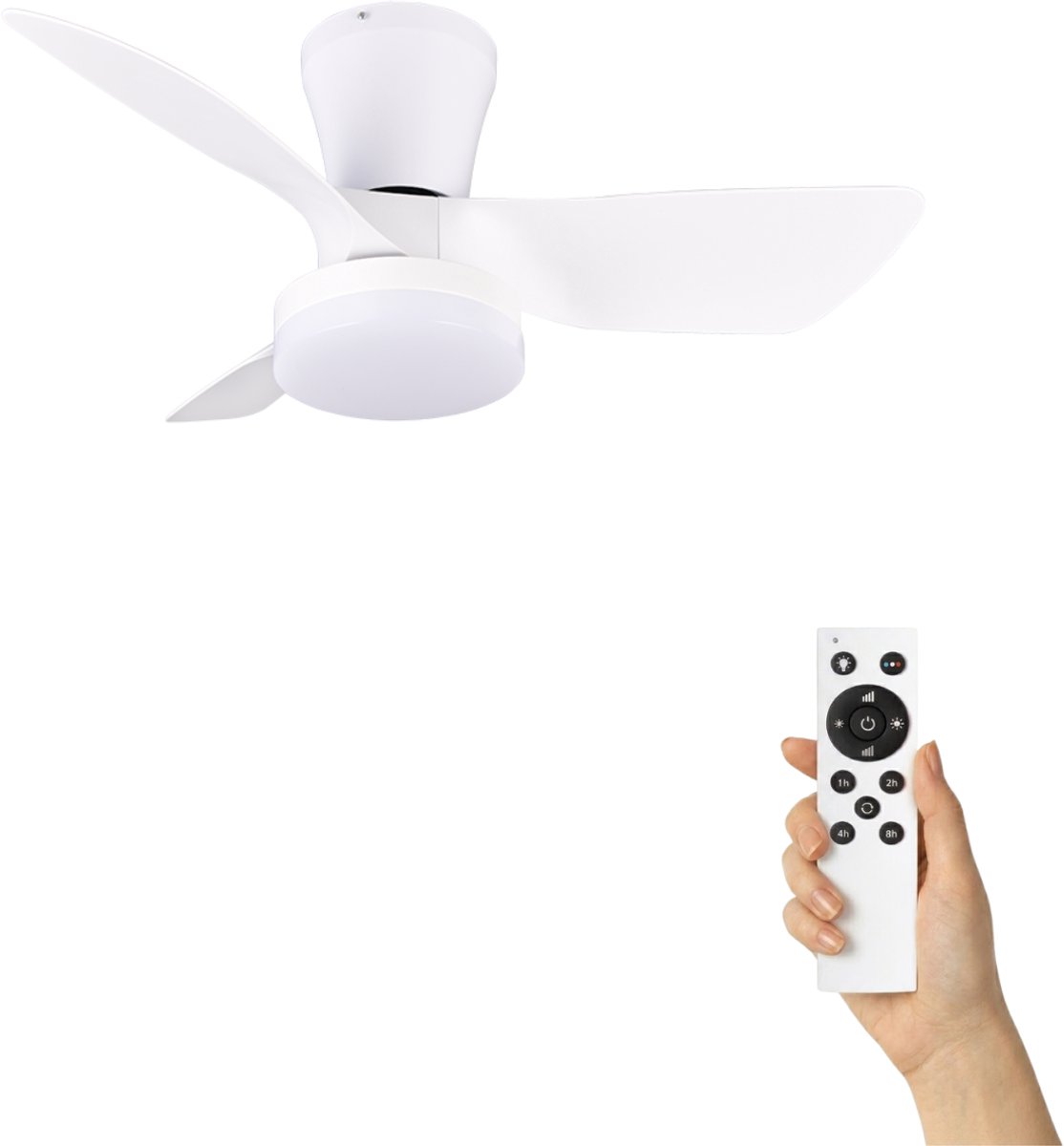 Fantiluxe - Annika - Plafondventilator met verlichting - Wit - Ø76cm - Afstandsbediening - Met lamp - Plafond ventilator - Slaapkamer