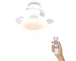 Fantiluxe - Ingrid - Plafondventilator met verlichting - Wit - Ø60cm - Afstandsbediening - Met lamp - Plafond ventilator - Slaapkamer