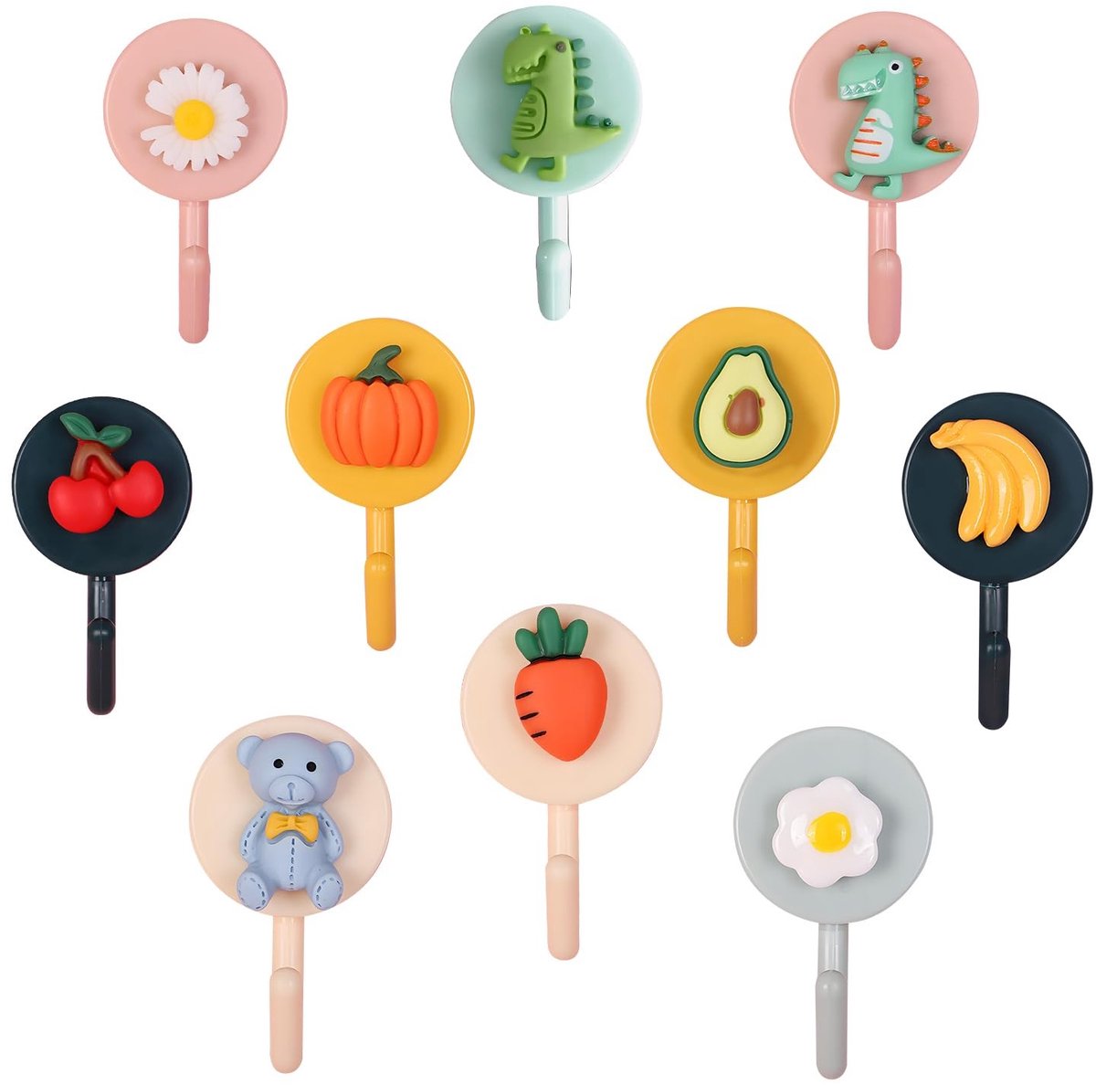 Dailygoods- Haak 10 Stuks - Zelfklevende Haak - Badkamer Haak - Towel Haak - Decoratieve Haak - Waterdicht PVC 5 x 3 cm - Wandhaak