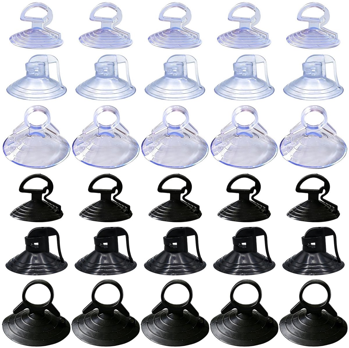 Dailygoods- Zuignappen 30 stuks - 3 maten (35 mm/38 mm/45 mm) - Kunststof - Herbruikbaar - Voor raam/badkamer/auto - Sterke zuigkracht - Zuignap