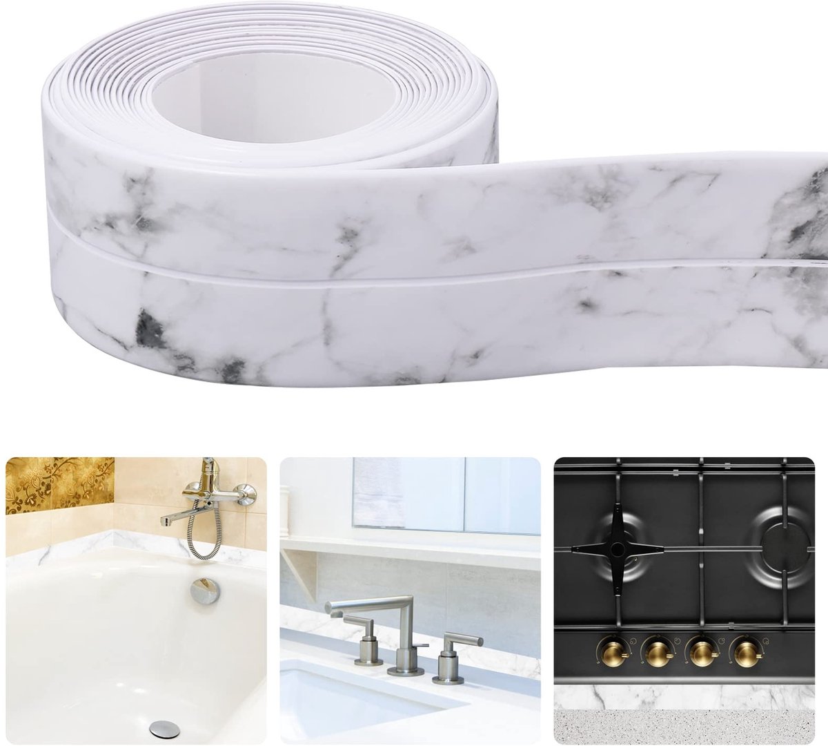 Dailygoods- Afdichtingstape Waterdicht - Zelfklevende Afdichtstrip - PVC - Decoratief Plakband - Keuken/Badkamer - 3,2 m x 3,8 cm