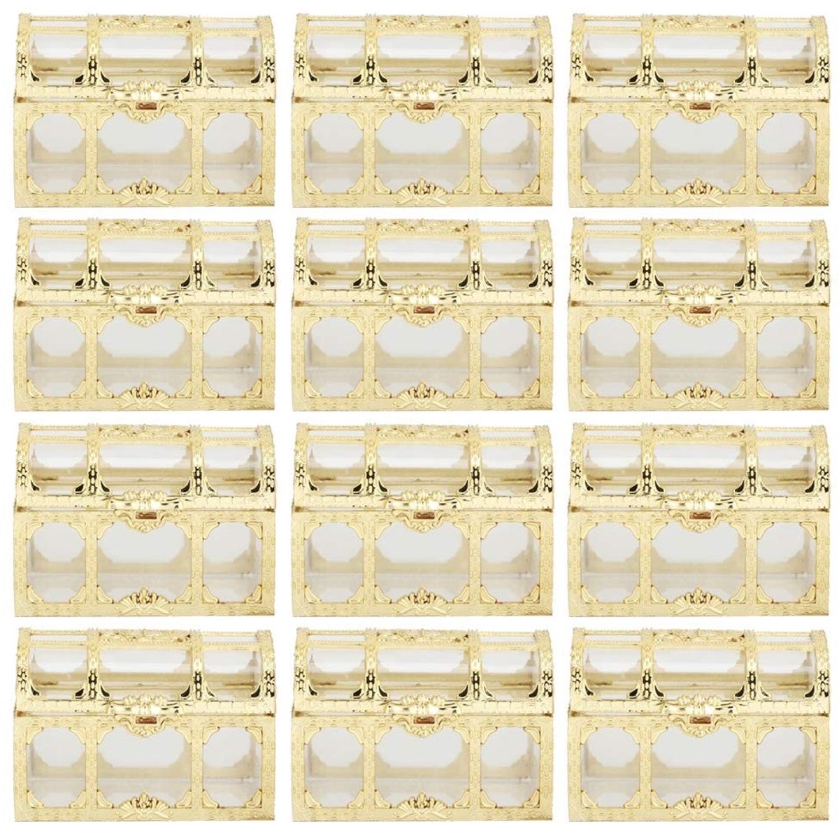Dailygoods- Snoepdozen Goud - Schatkist/ Geschenkdozen - 12 Stuks - Decoratie Bruiloft/Feest - PS Materiaal - 7x5x5 cm - Giftboxes