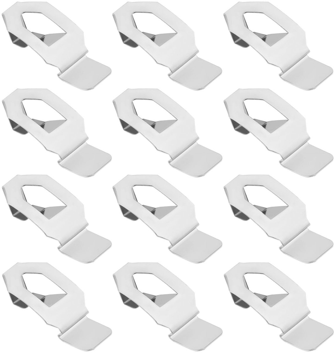 Dailygoods- Foto Frame Clips 12 Stuks - Bevestiging Kunstwerk - Metalen Lente Turn Clip - Zilver - 26x12mm - Sterk en Duurzaam - Fotolijst Clips