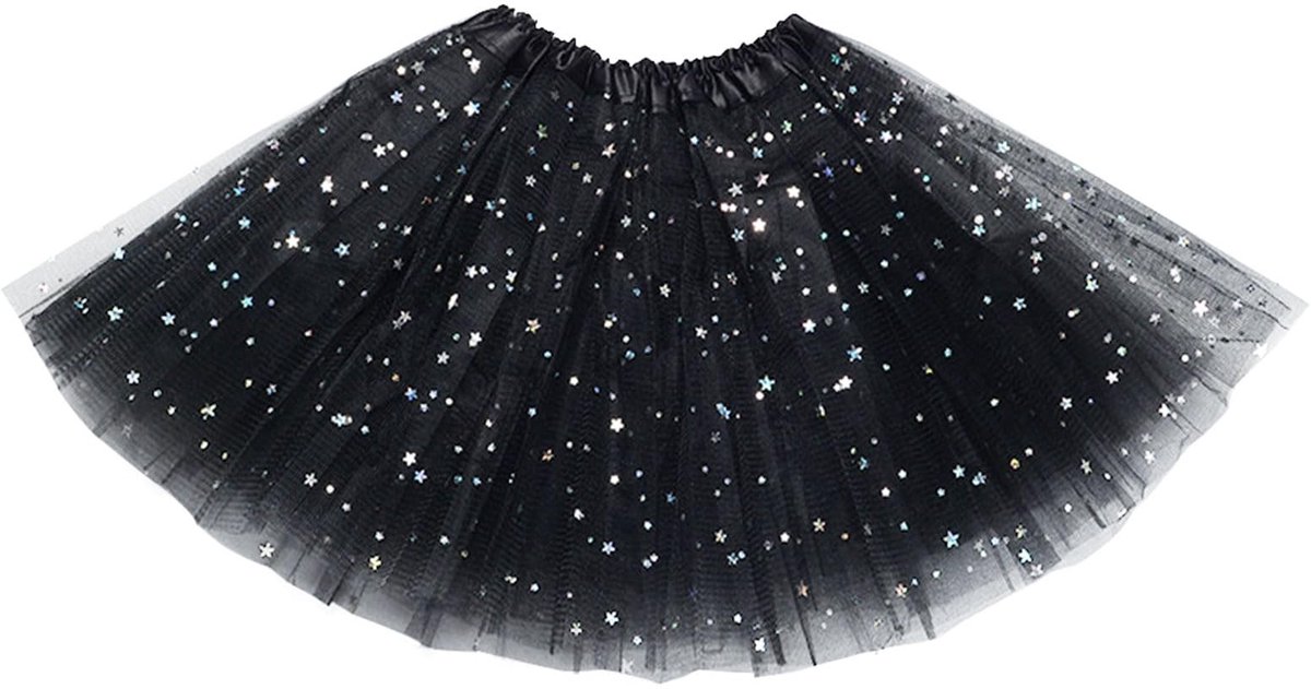 Dailygoods- Tutu Rok Gelaagd - 3 Lagen Tule - Pailletten Ster - Ballet Dans - Verjaardag Prinses Feest - Balletrok