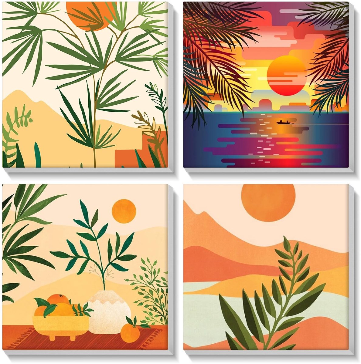 Dailygoods- Schilderen op Nummer - 4 Pack met Frame - DIY Olieverfschilderijset - 20x20cm - Inclusief Penselen en Verf - Geschikt voor Kinderen en Volwassenen - Schilderkit