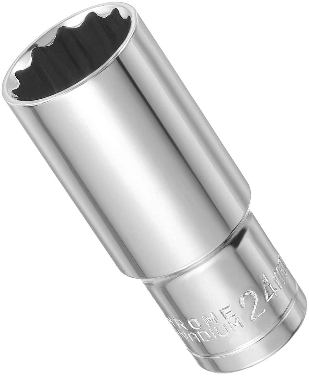 Dailygoods- Diepe Impact Socket 24mm - 1/2" Aandrijving - 12-Punts Socket - Chroom-Vanadiumstaal - Lange Bereik - Geschikt voor Autoreparatie