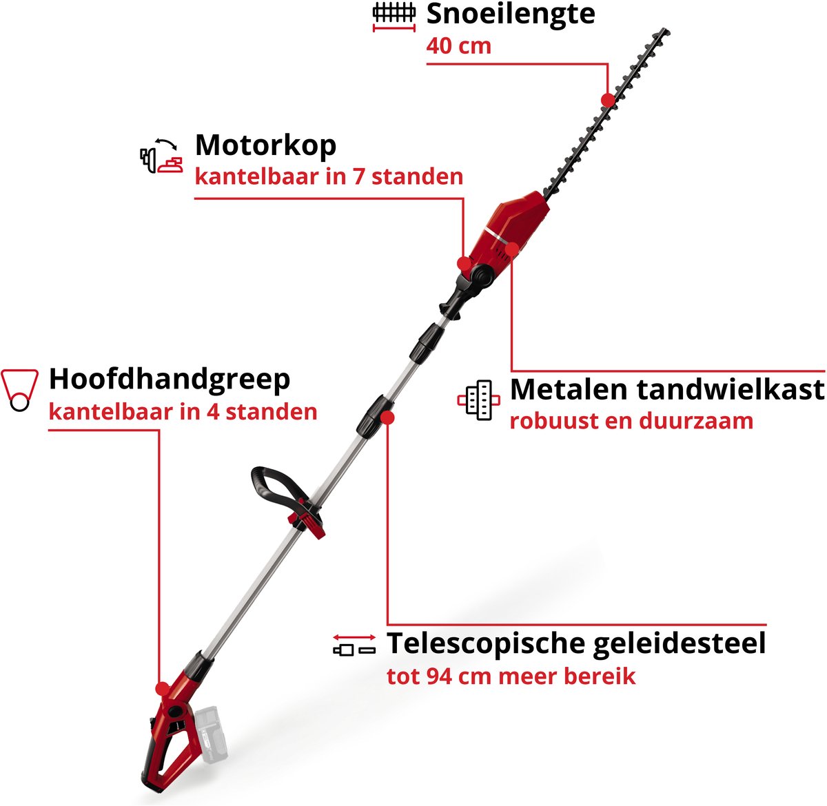 Einhell Accu Telescopische Heggenschaar GE-HH 18/45 Li T Solo