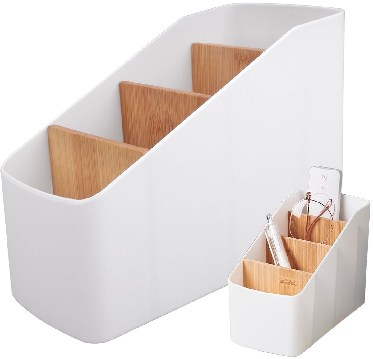 carmdering - Organisator Doos - Opbergdoos - Bureau Organizer - Aanpasbare Indeling - Compacte Vormgeving - Hout En Kunststof - Minimalistisch Design - Ruimtebesparend - 1 Stuk