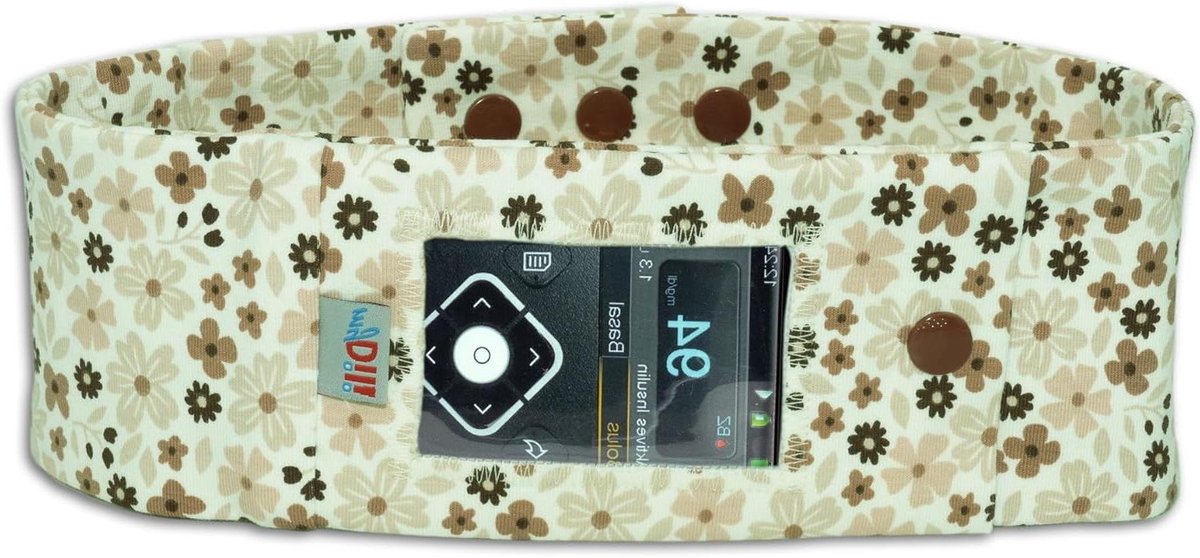Buikriem Pompzak - Diabetes Accessoires - Pompen Dragen - Gemaakt in Duitsland - 50cm - 55cm - Bloemenprint