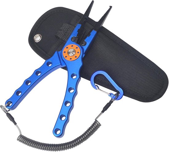 Multifunctionele viscontroletang van aluminiumlegering, open ringhaakverwijderaar en vislijnknipper - blauw — afbeelding 2