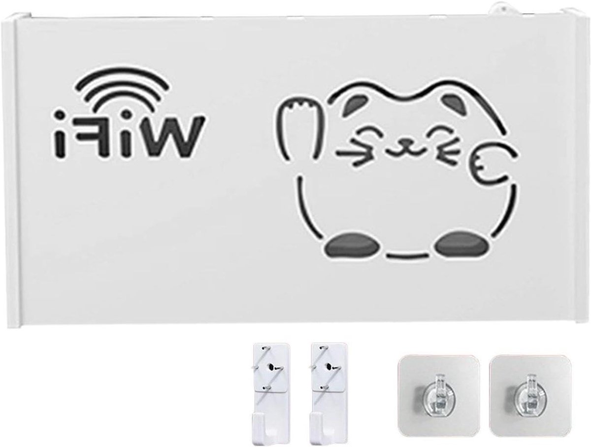 Router Opberger - WiFi Kastje - Router Organiseren - Hollow Fortune Cat Design - 43 x 222 x 43 mm