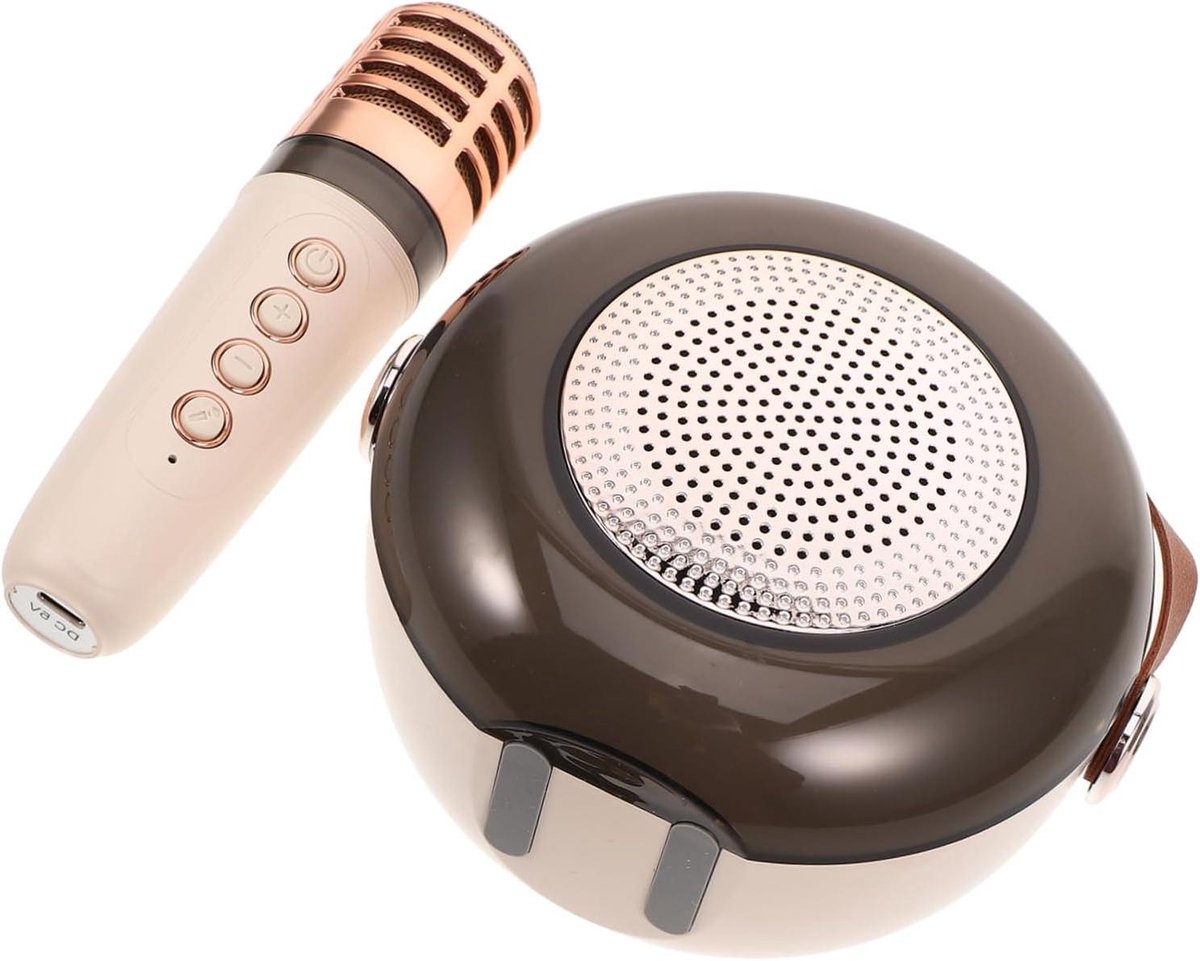 Karaoke speaker - Draagbare microfoon - Feest entertainment - Geïntegreerd ontwerp - Compact formaat - Beige