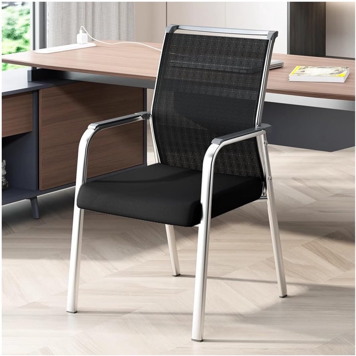 Ergonomische bureaustoel met netrug en armleuningen, 250 kg draagvermogen, ademend mesh rugleuning, comfortabele kantoor- en thuiswerk stoel, moderne vergaderstoel – Blauw | Mobili Bella