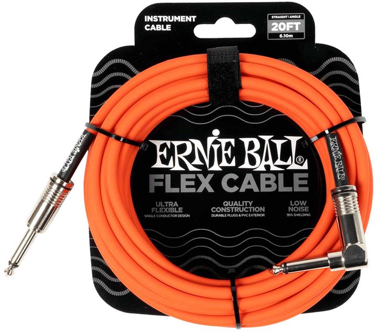 Ernie Ball 6467 Flex 6 meter instrumentkabel oranje haaks - recht