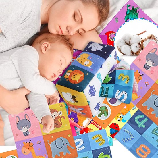 Babydoekjes Doos Speelgoed - Activiteitenbox Peutereen - Ontwikkelingsstimulatie Baby - Interactief Sjaal Trekker - 24 x 18 x 12 cm — afbeelding 4