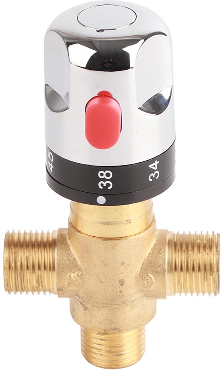 Dailygoods- Thermostatische Mengkraan - Duurzaam Messing - 15 mm Inlaat - Temperatuurregeling tot 42 °C - Lekvrije Constructie - Eenvoudig te Installeren