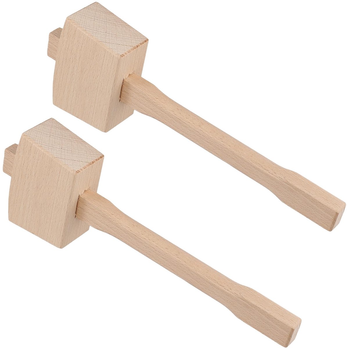 Dailygoods- Beukenhouten Hamer - 2 Stuks - Multifunctionele Houtbewerking - Ergonomisch Handvat - Slagvast - Duurzaam Beukenhout - Houten Hamer