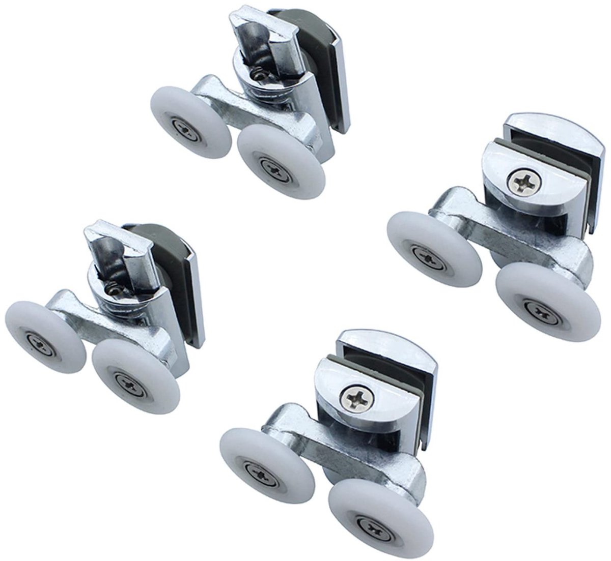 Dailygoods- Wielen Set van 4 - Dubbele Zwenkwielen - Zinklegering 23 mm - Voor Douchecabine - Geschikt voor Glasdikte 4-6 mm - Verchroomde Afdekking - Douchedeurrollen