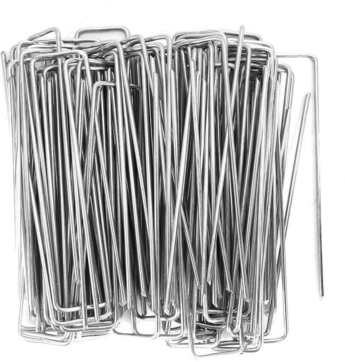 Dailygoods- Grondankers U-vormig Roestvrij Staal - 100 Stuks - 15,2 x 3,5 cm - Antiroest - Gemakkelijke Penetratie - Voor Tuin en Kunstgras Fixatie - Tuinankers