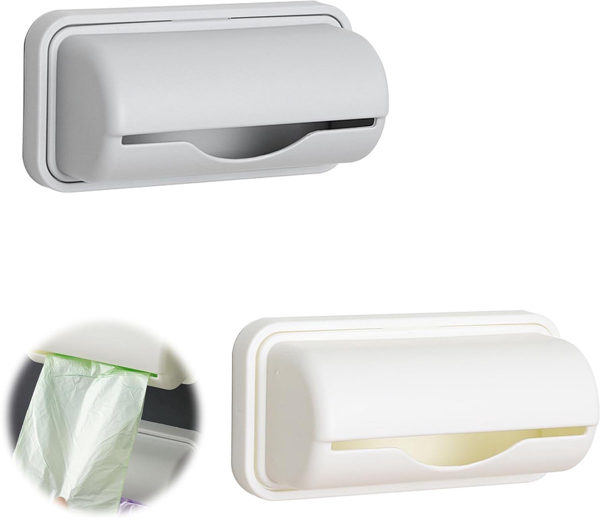 Dailygoods- Tassendispenser 2 Stuks - Aan de Muur Gemonteerd - Zelfklevende Organizer - Geschikt voor Keuken/Badkamer - Hoogwaardig ABS-Materiaal - 15 x 6,5 cm - Zakdispenser