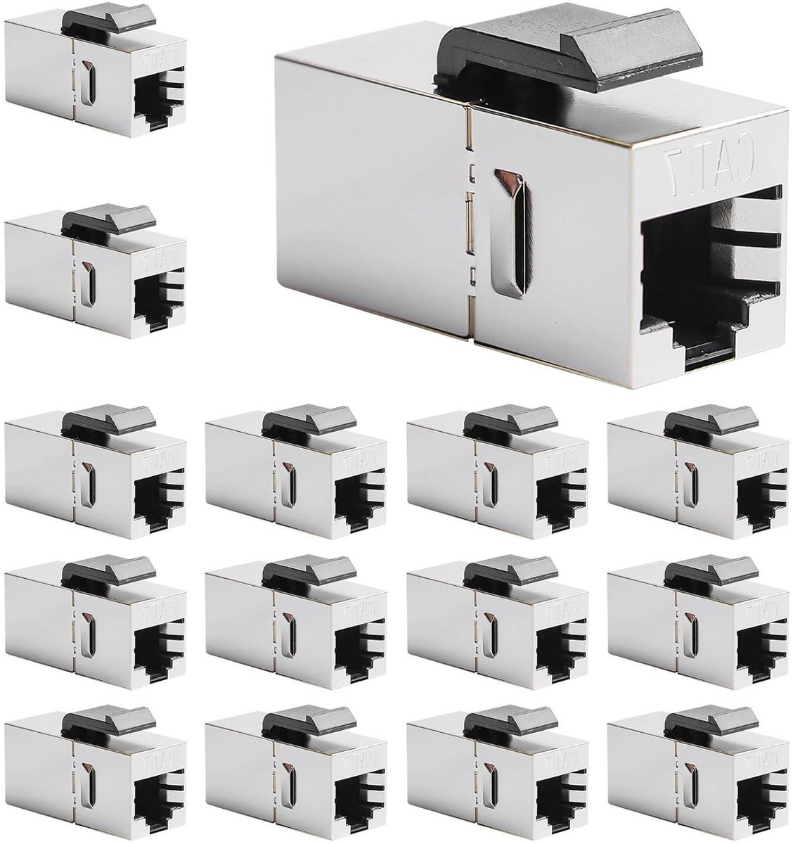 Netwerk Koppeling Module - RJ45 Keystone - Internet Verbinding - Gereedschapsloze Installatie - 15 Stuks - Zilver