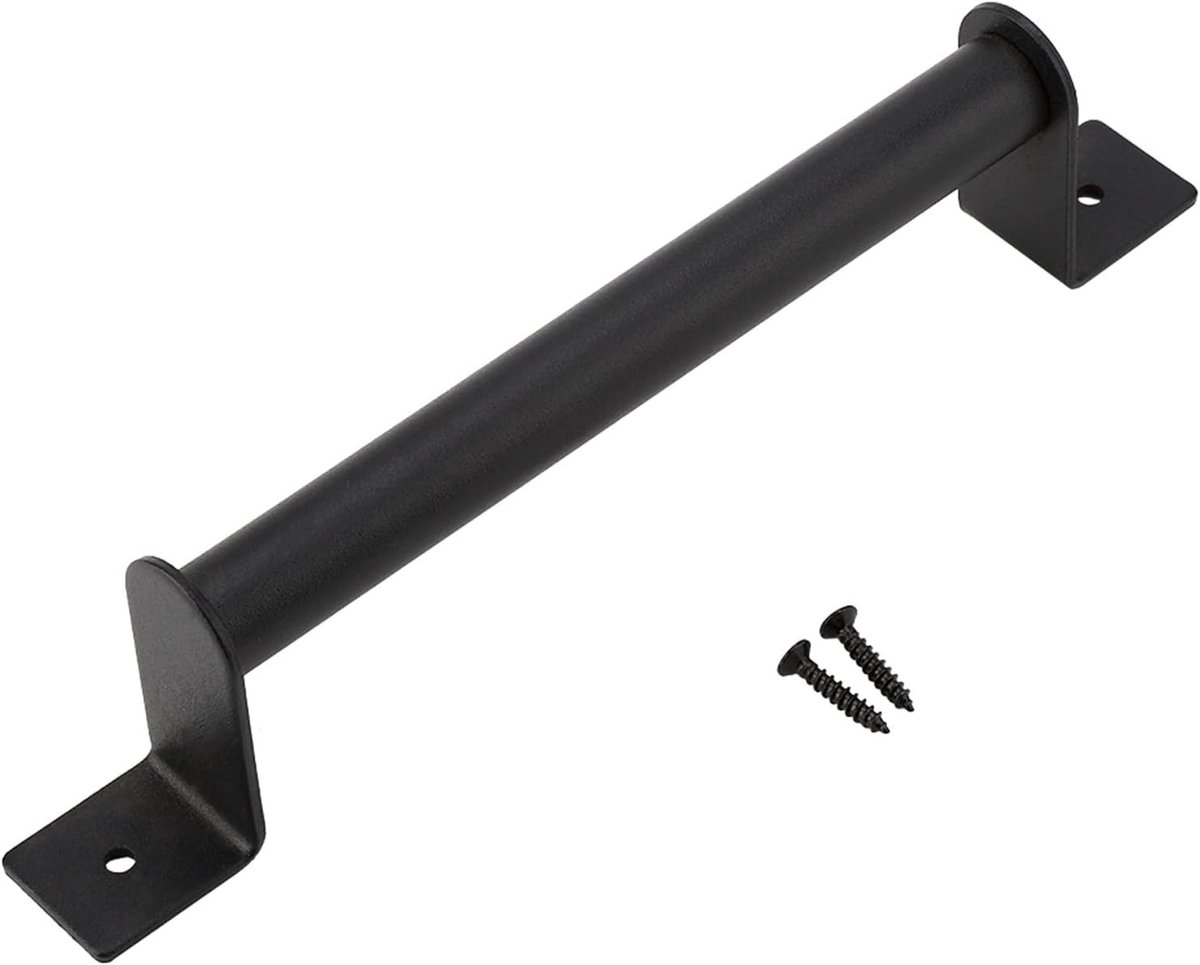 Dailygoods- Schuifdeurhendel Zwart - Carbon Staal - Vintage Deurhendel - Voor Schuifdeur/Cabinet - 23x5.5cm - 192g Schokbestendig - Deurenhandgreep