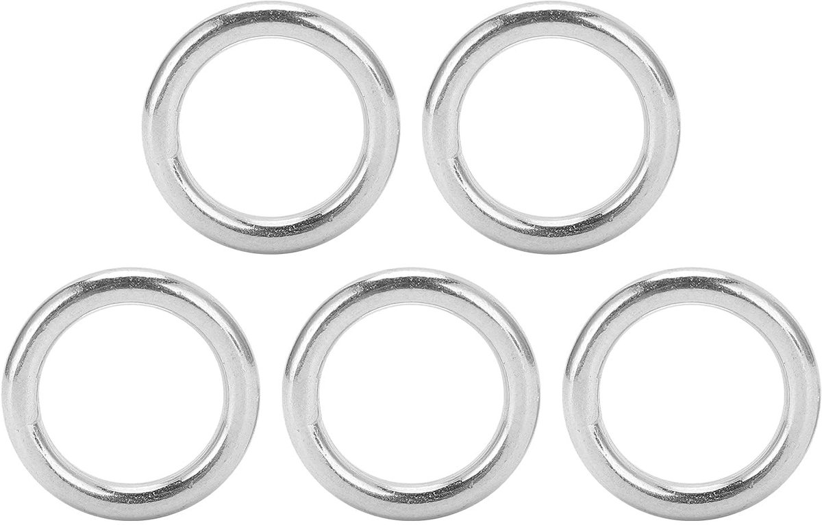 Dailygoods- O-ring 5st - Roestvrij Staal - Gelaste Ringen - Duurzaam - Corrosiebestendig - Voor Zeilen/Duiken - Rondel