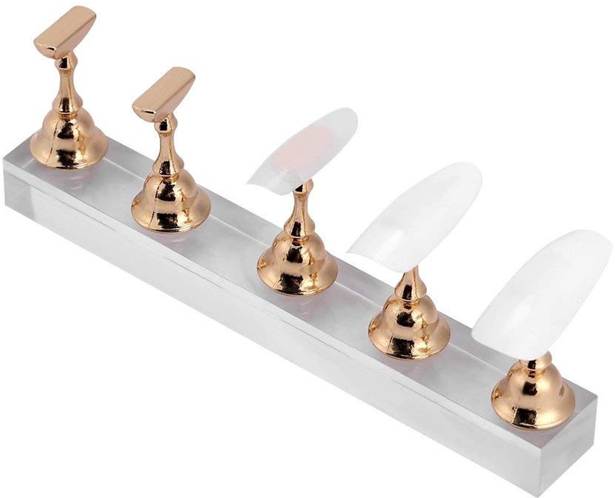 Dailygoods- Nagel Display - 5 Stuks - Magnetische Houder - Acryl/Legering - Oefenstandaard - Professioneel/Doe-het-zelver - Duurzaam - Nagelstandaard