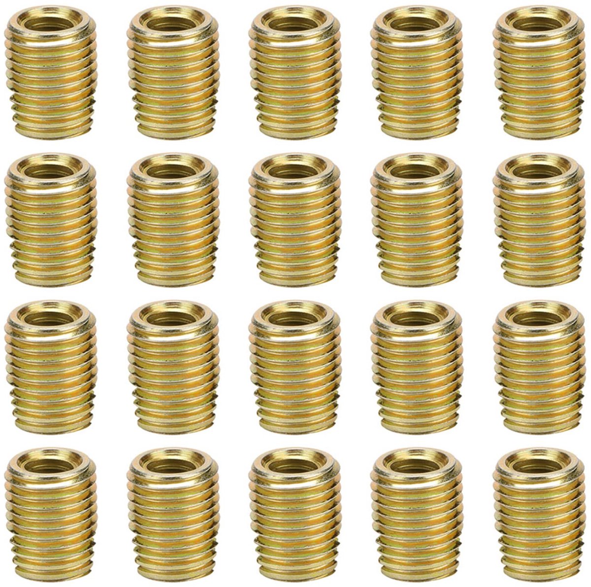Dailygoods- Draadinzetstuk 20 Stuks - Zelftappende Schroefdraadbus - Koolstofstaal - M3/M5 - Lengte 6mm - Duurzaam en Bestand tegen Trillingen