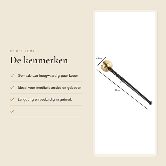 Dailygoods- Handbel Yinqing met Lange Steel - Boeddhistische Handbel - Meditatie Bel - Spirituele Rituelen - Duurzaam Koper - Rustgevende Sfeer - Meditatiebel van Dailygoods — afbeelding 2